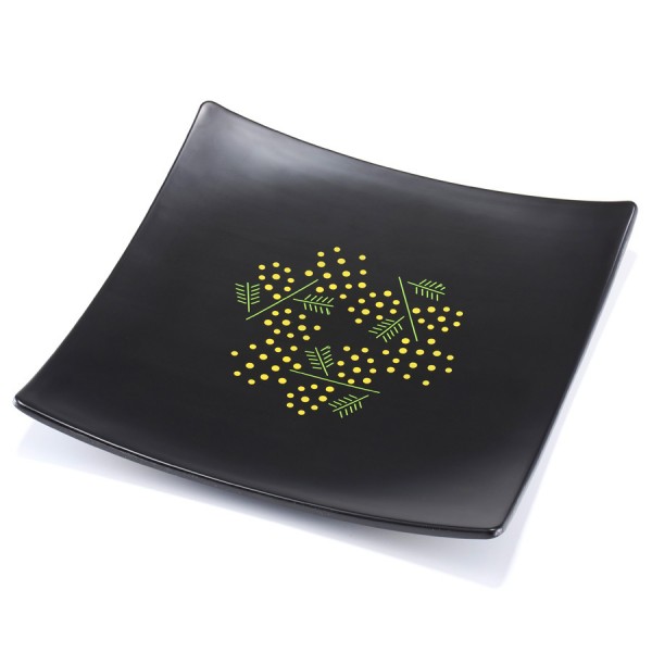 MIMOSA プレート(角皿) 黒/白 漆塗り | 漆器の井助 | 京ものさんぽ