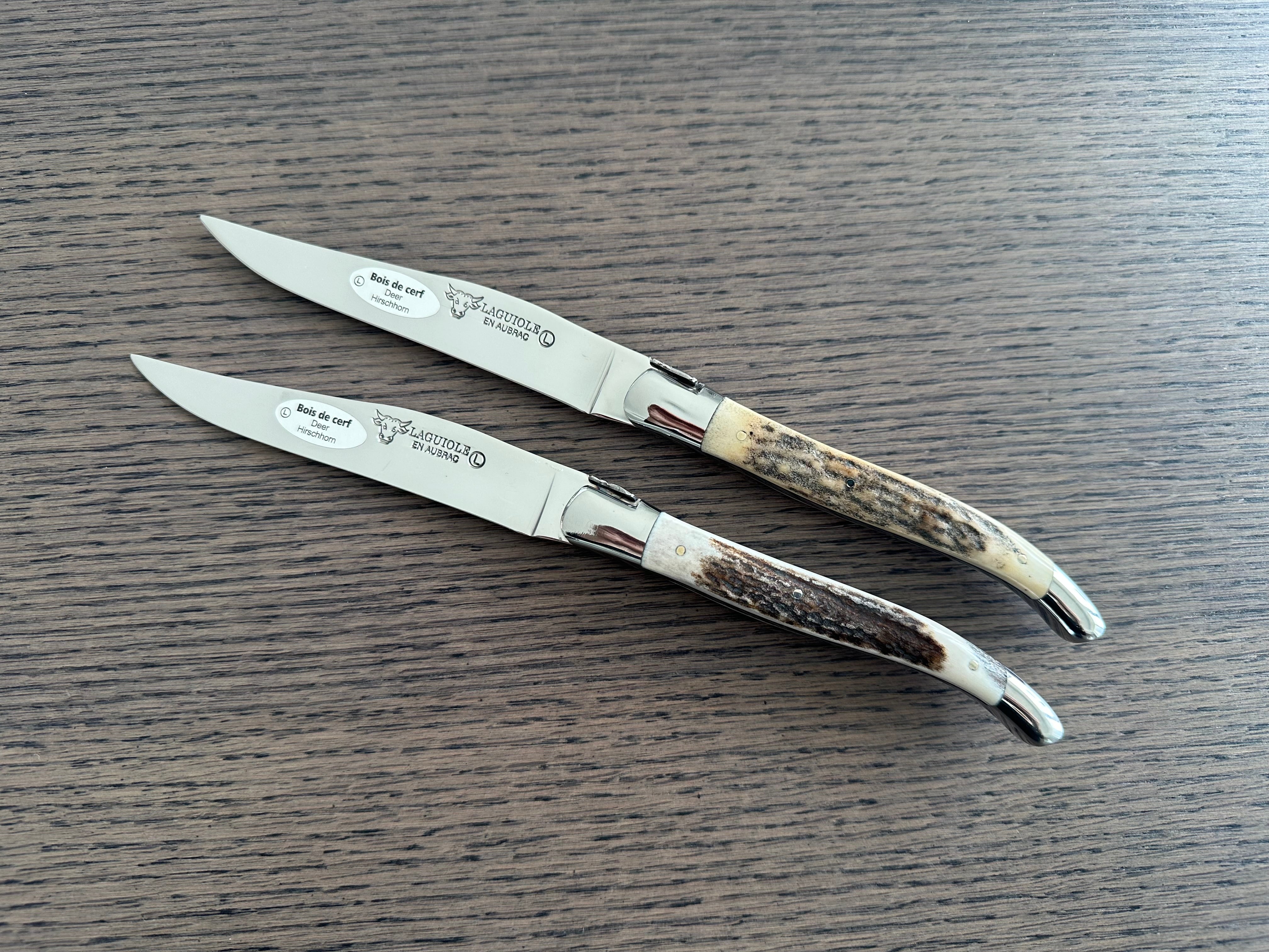 Laguiole en Aubrac Handcrafted 6-Piece Steak Knife Set with Deer