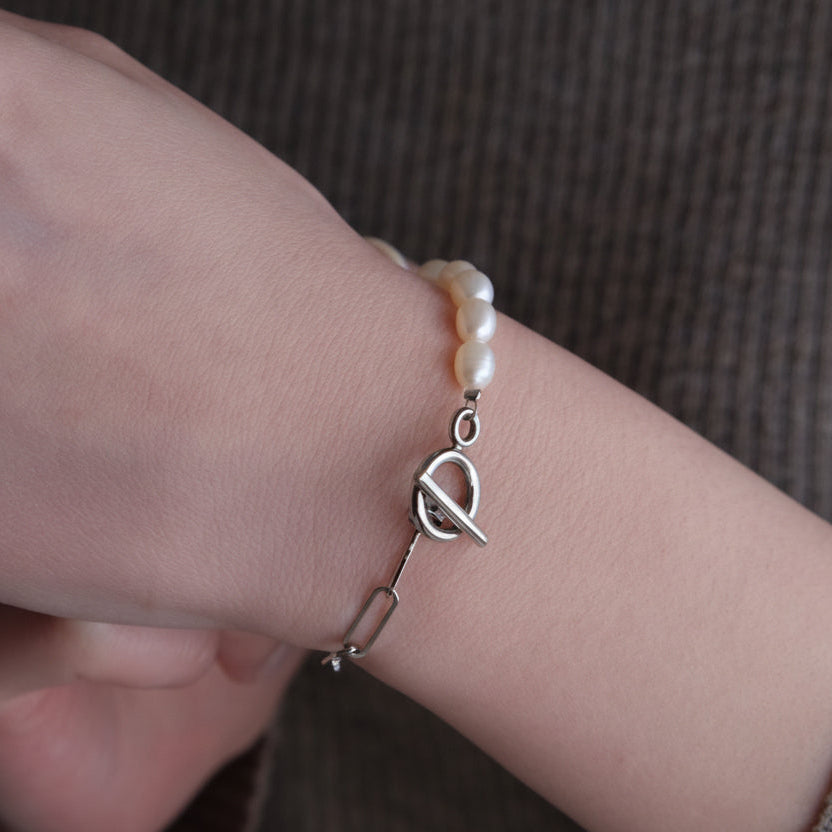 Half Chain & Pearl ブレスレット-MUSUBI（結）｜職人仕上げ