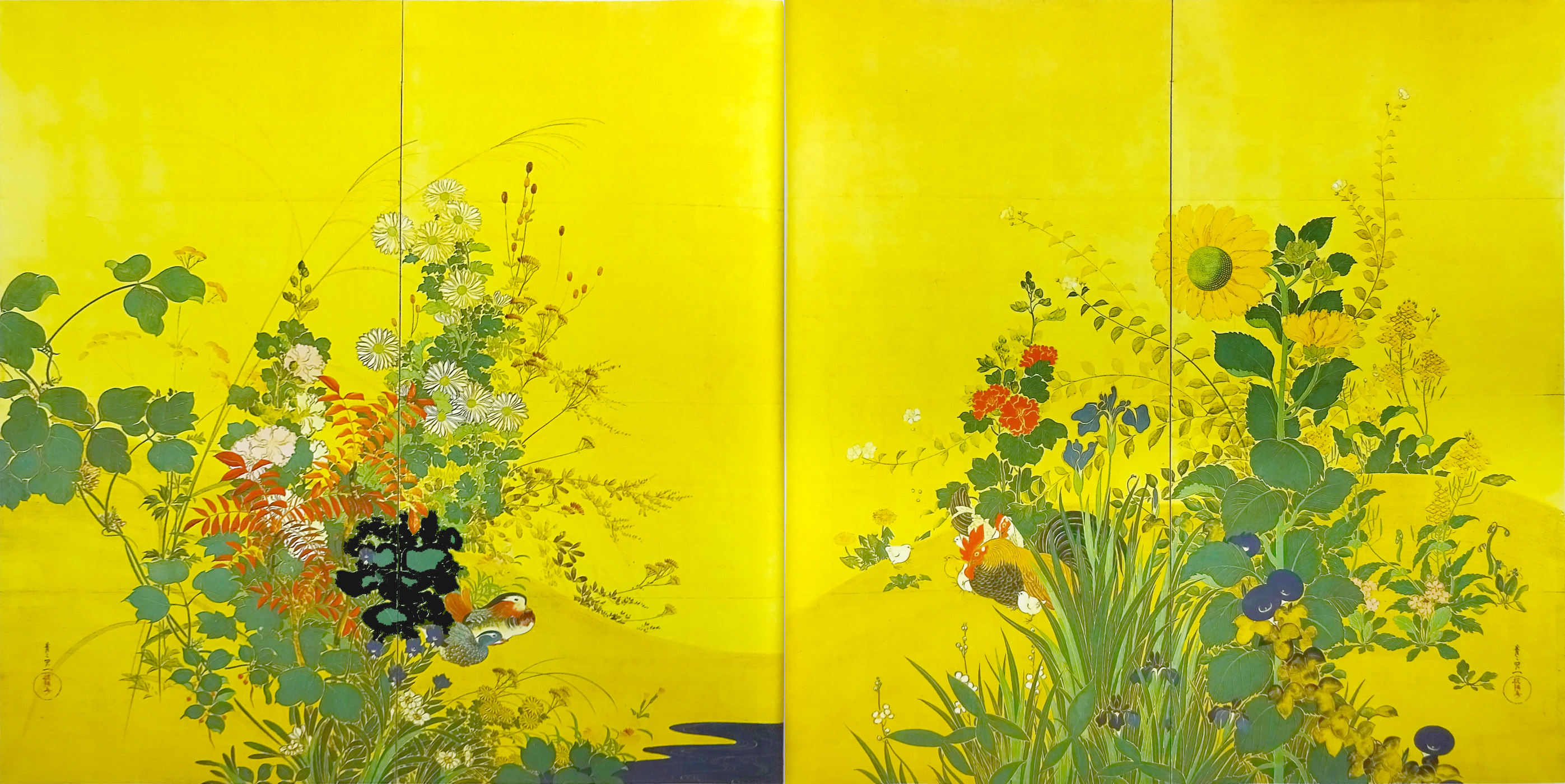 鈴木其一 四季花鳥図｜二曲一双・琳派の屏風 : クラシック音楽とアート