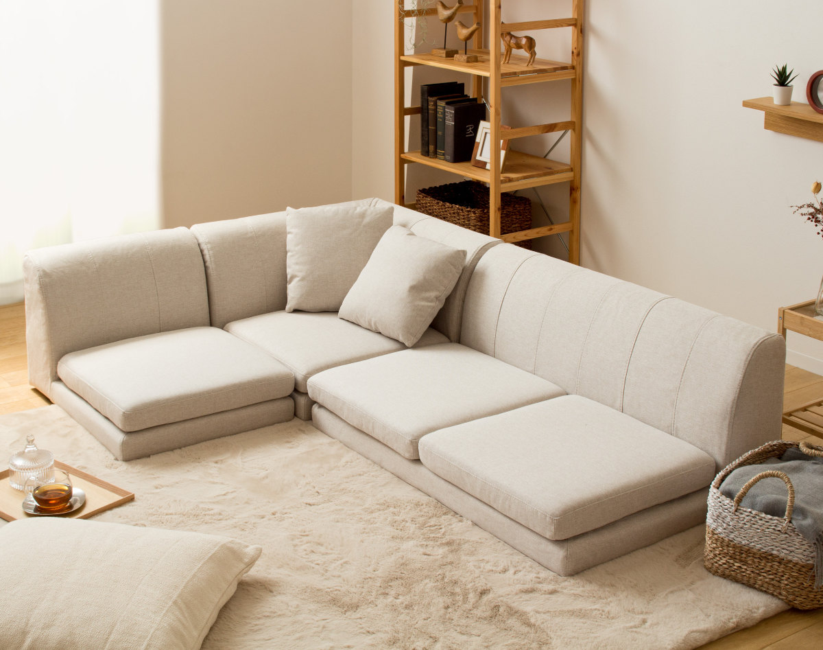 フロアソファ 3点セット L字 コーナー （ ソファー ロータイプ