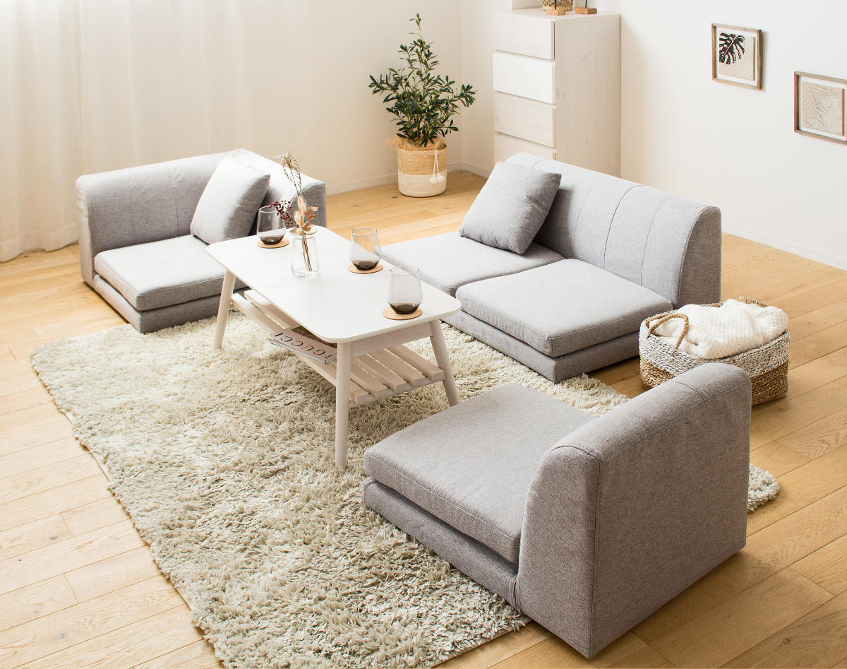 フロアソファ 3点セット L字 コーナー （ ソファー ロータイプ