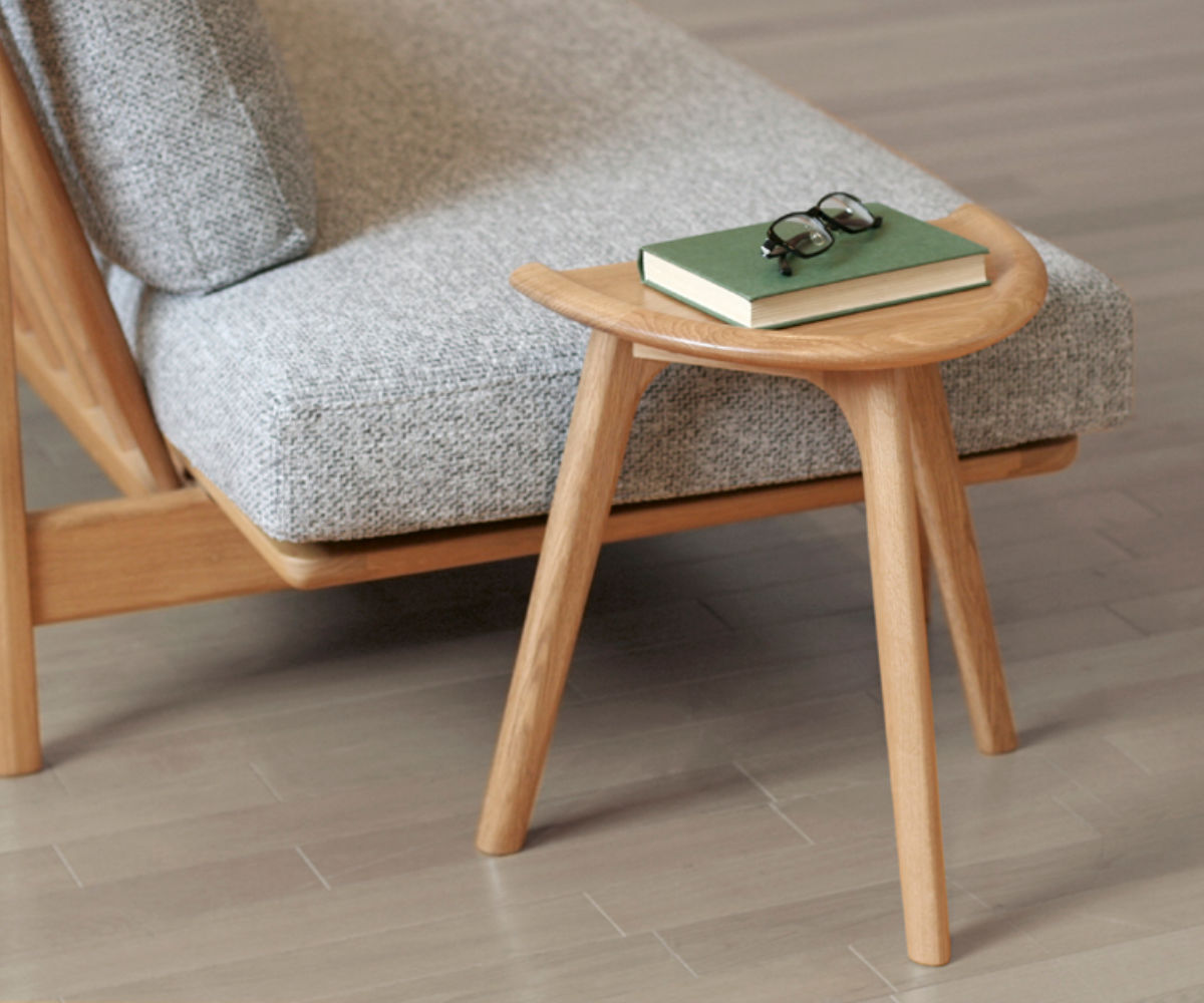 サイドテーブル 高さ44cm オーク 2台使用可能 HALVE （ 開梱設置 半円
