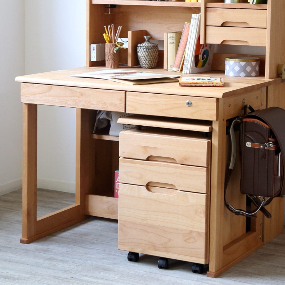 学習机 シンプル 幅100cm 奥行55cm 引出し付 レオ （ デスク 学習