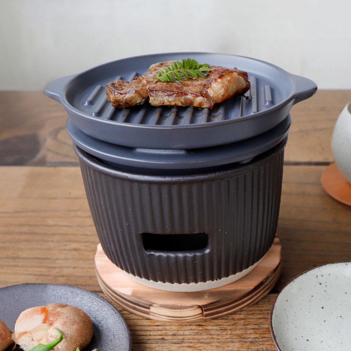 炭焼きグリル 陶板タイプ 小 陶器 日本製 ロロ The Chef 卓上コンロ