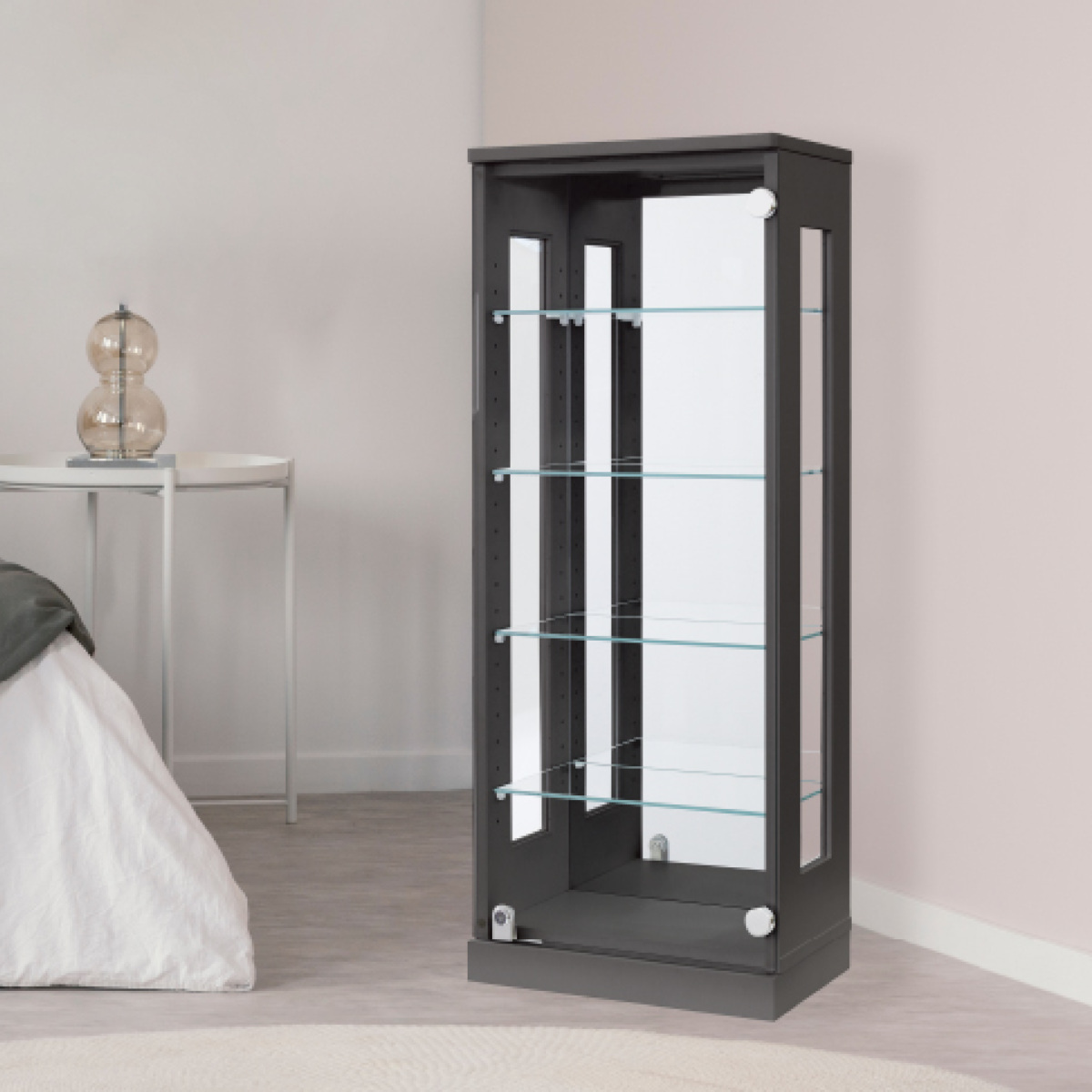 コレクションラック 鍵付 ショーケース 背面ミラー 幅40cm 高さ100cm