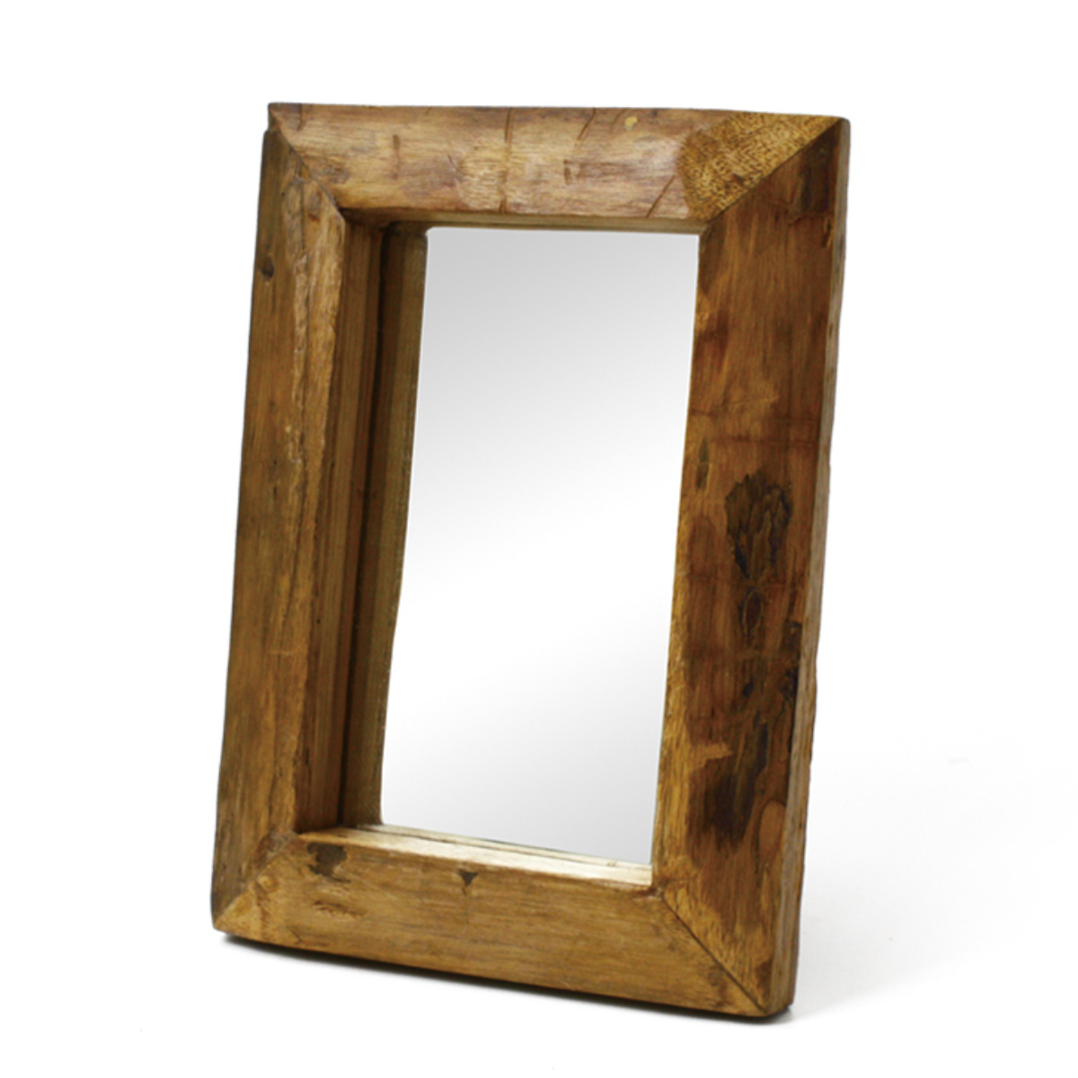 ミラー 幅16cm 廃材 ウッドミラー 木製 （ 鏡 壁掛 コンパクト Sサイズ