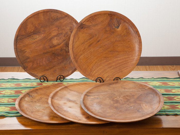 木製チークトレー / 35cm【50819】 /アジアン雑貨・バリ雑貨