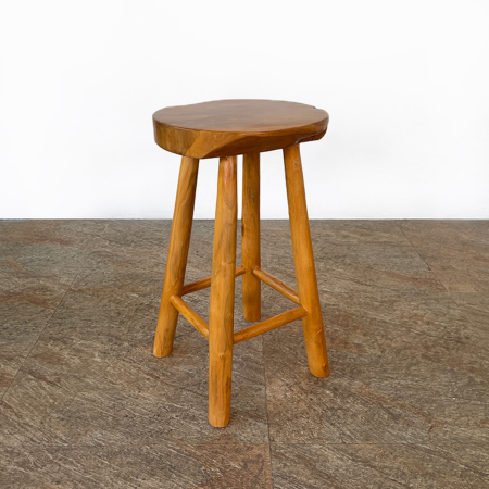 チーク無垢材ラウンドスツール