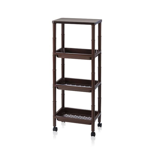 Amazon｜木製フラット天板 キャスター付きラック 4段 幅35 奥行23 高さ