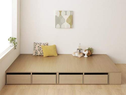 ベッドにもなるシェルフ棚•引出収納付 デザイン小上がり（シングル