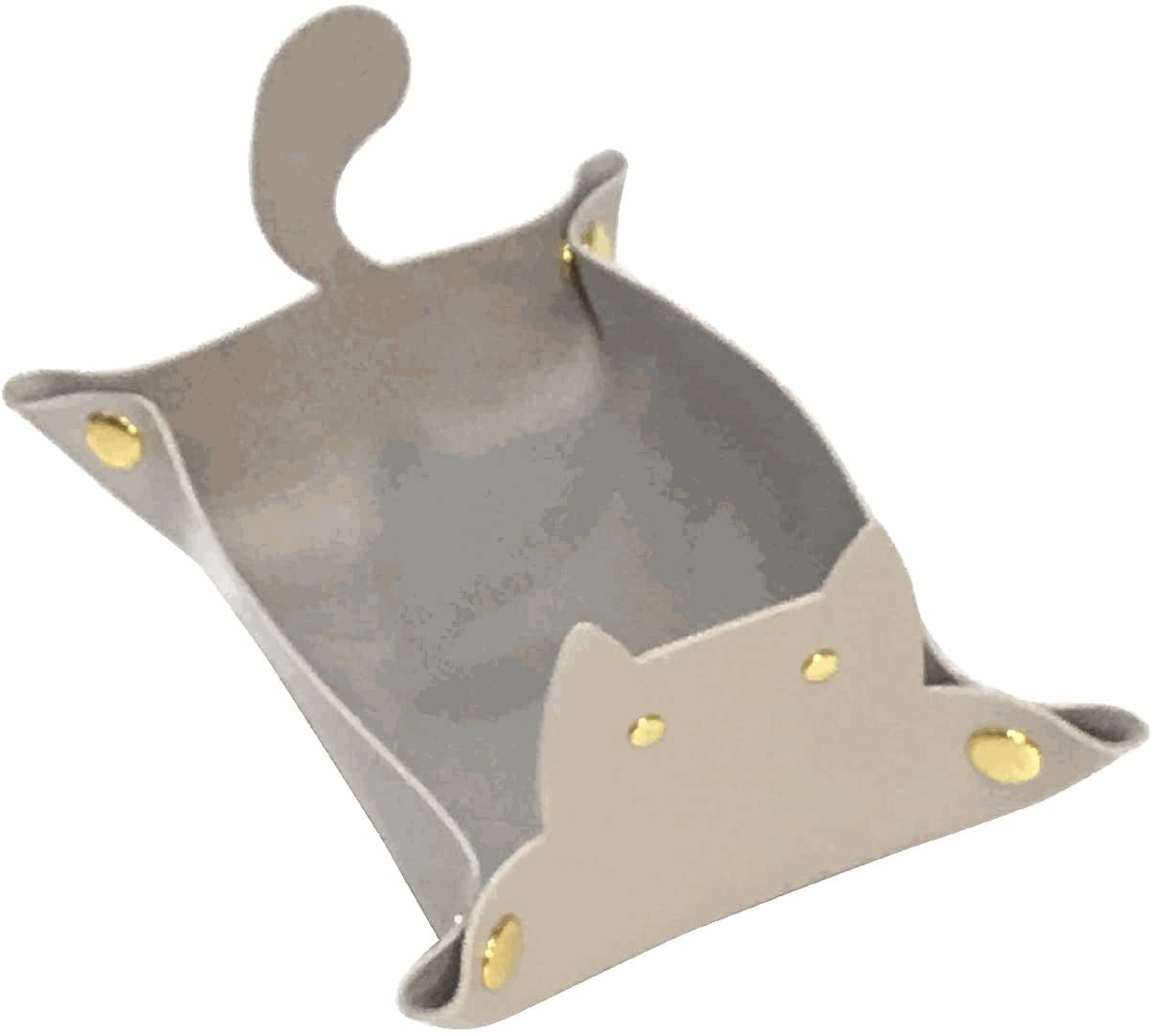 Amazon.co.jp: 小物トレー レザートレー 折りたたみ かわいい 猫 PU