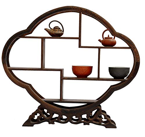 Amazon｜gannbarou シノワズリ 中国風 珍品棚 木製 丸型 ディスプレイ
