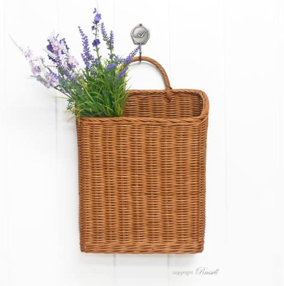 Amazon.co.jp: 型番503 壁掛けタイプ 籐かごバスケット A4サイズ収納
