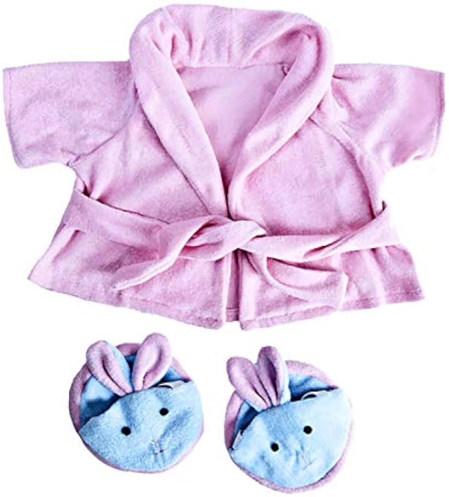 Amazon.com: Pink Bathrobe w/Bunny Slippers Teddy Bear Clothes Fits
