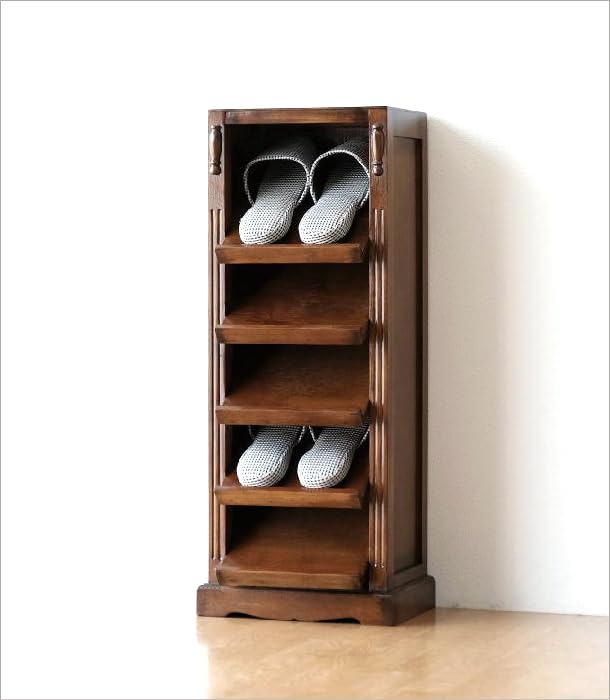 Amazon｜スリッパラック 木製 アンティーク レトロ 5段 5足 おしゃれ