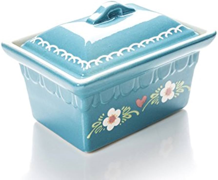 Amazon | アルザス陶器 レクタンギュレ ターコイズ/小花 縦約13×横約18