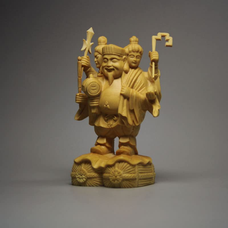 Amazon｜三面大黒尊天（小）柘植製 ＿三面大黒天 木彫り 仏像 七福神