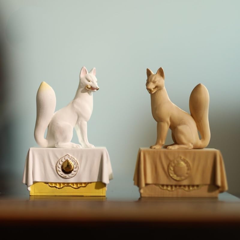 Amazon｜狐 一対 木製 きつね 稲荷大明神 お稲荷さん お稲荷様 稲荷神