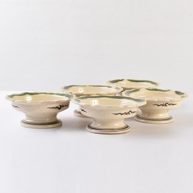 Amazon.co.jp: 和食器 向井一峰作 織部向付 台皿 五客 共布共箱 M