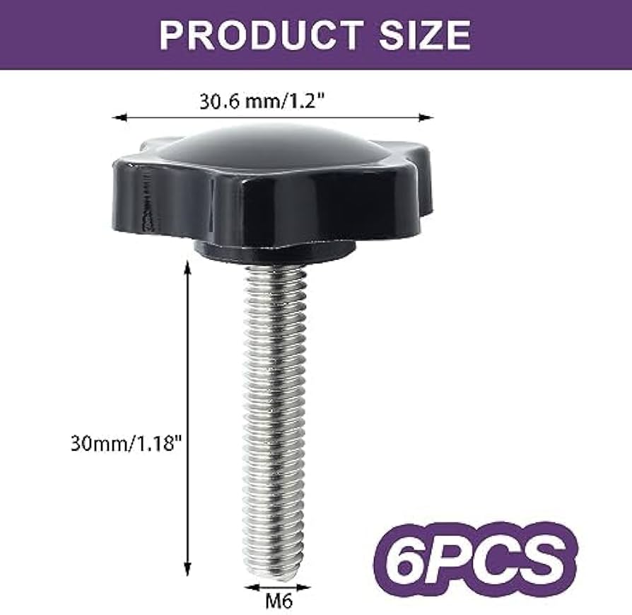 Amazon.com: LifCratms 6 Pieces M6 x 30mm Thread Star Knobs