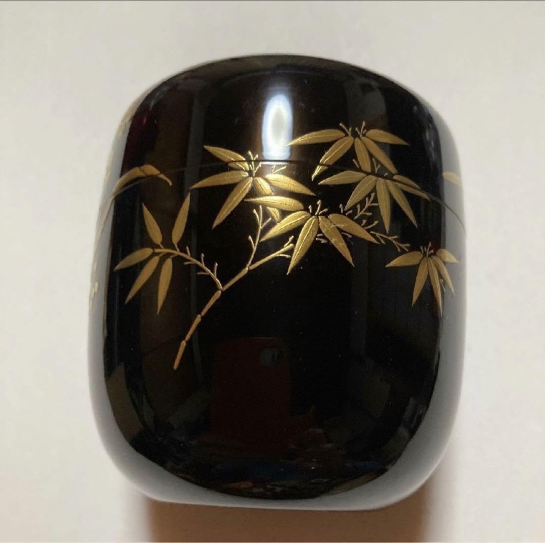 Amazon.co.jp: 蒔絵師 一瓢斎 盛蒔絵 四君子 棗 内銀 共箱 木製 茶道具