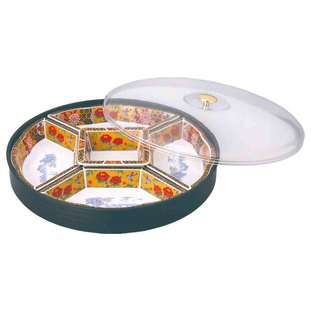 Amazon.co.jp: オードブル皿 回転大皿 フード付 金彩伊万里 和食器