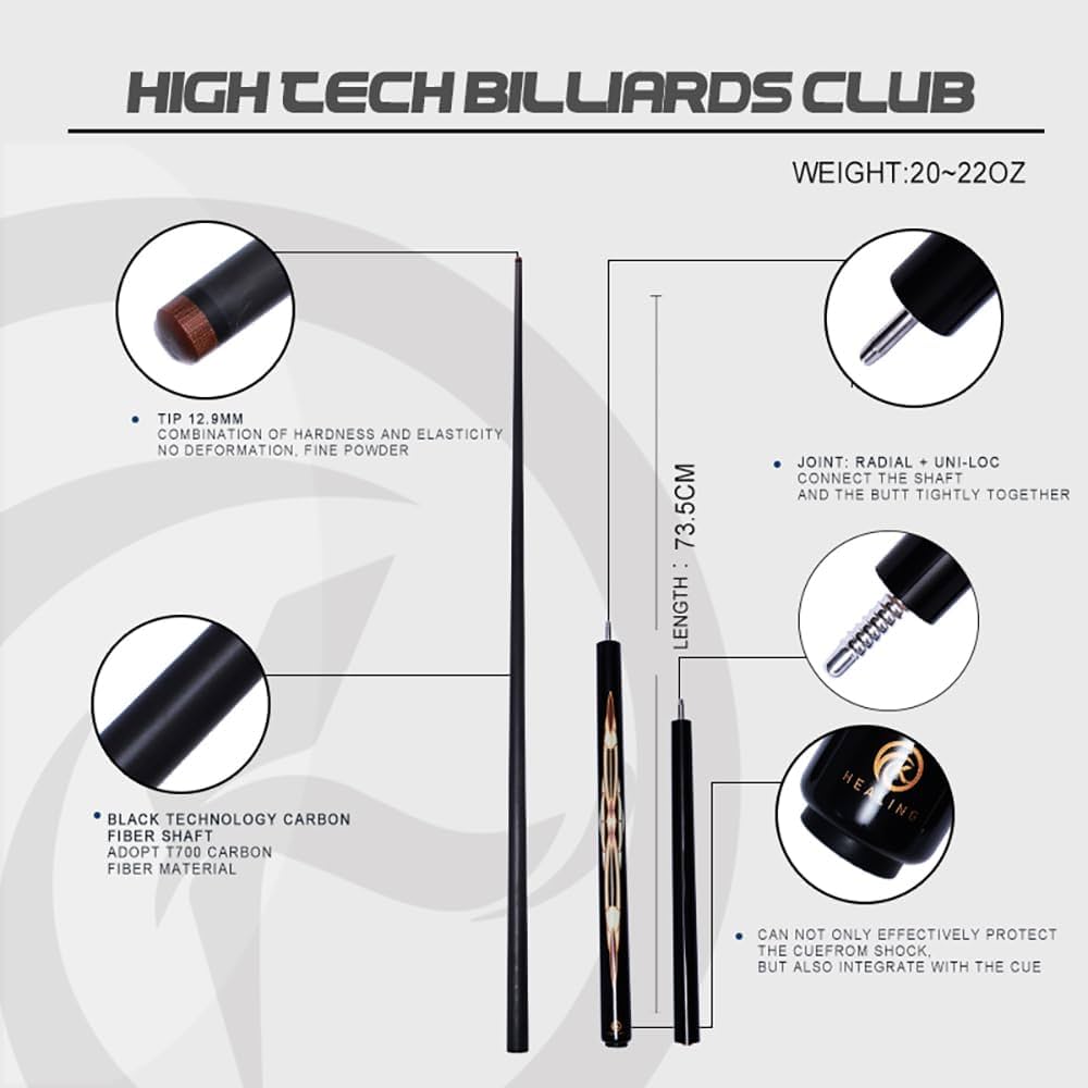 Amazon.co.jp: HEALING ビリヤード キュー カーボン 電木皮頭 黒電木先