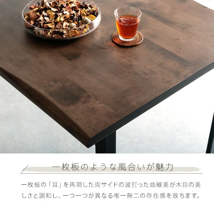 Amazon｜ダイニングテーブル 135 無垢 無垢材 アイアン 脚 ブラック 4