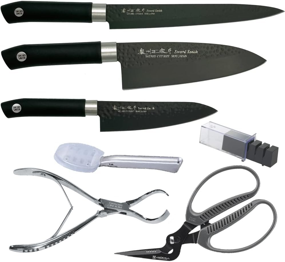 Amazon | 佐竹産業 Sword Smith（R） 包丁セット 黒打和包丁 出刃包丁