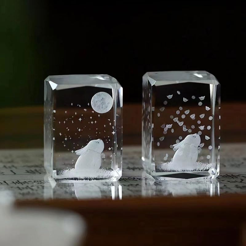 Amazon | 文鎮 書道用具 クリスタルガラス文鎮 ウサギ キューブ 癒し