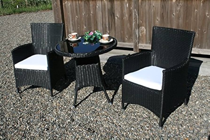 Amazon｜高級人工ラタン クッション付テーブルチェアセット 3点セット