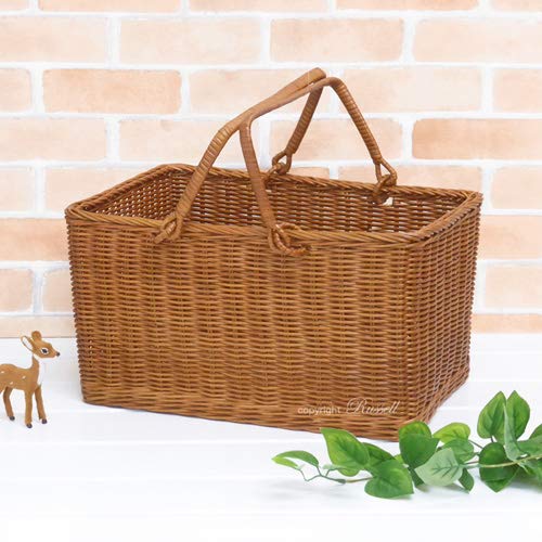 Amazon.co.jp: 籐 かご バスケット ハンドル付き L－619－BR