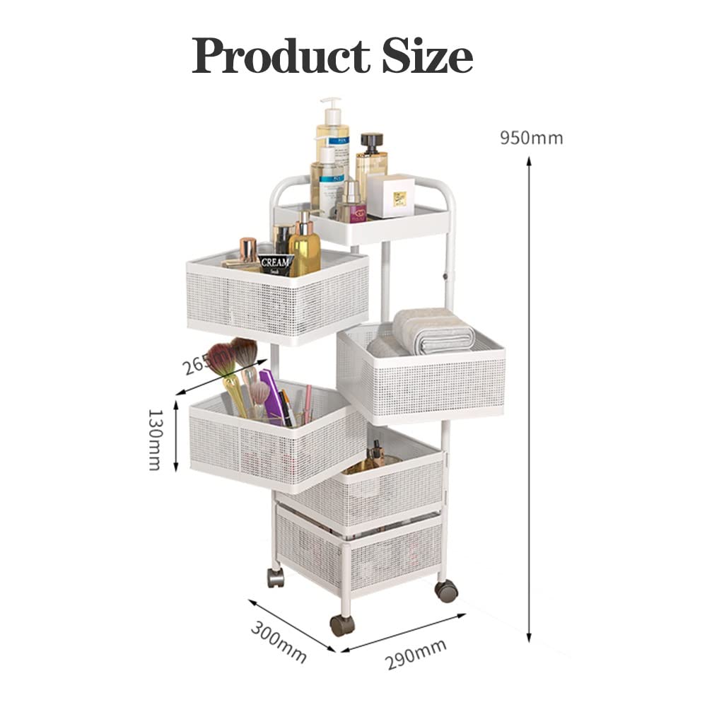 Amazon｜キッチンワゴン 収納カート キャスター付き 5段 天板付き 回転