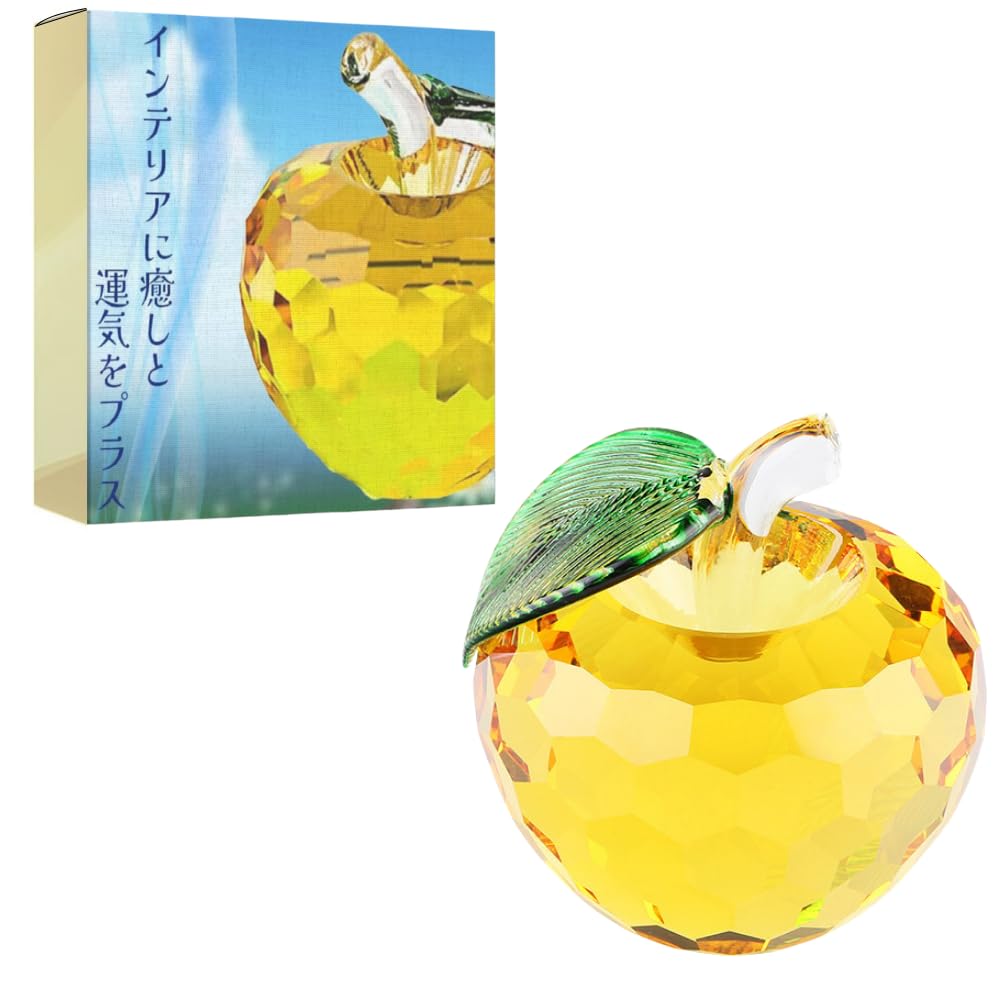 Amazon.co.jp: ideamall 風水 クリスタル リンゴ 林檎 アイテム 金運