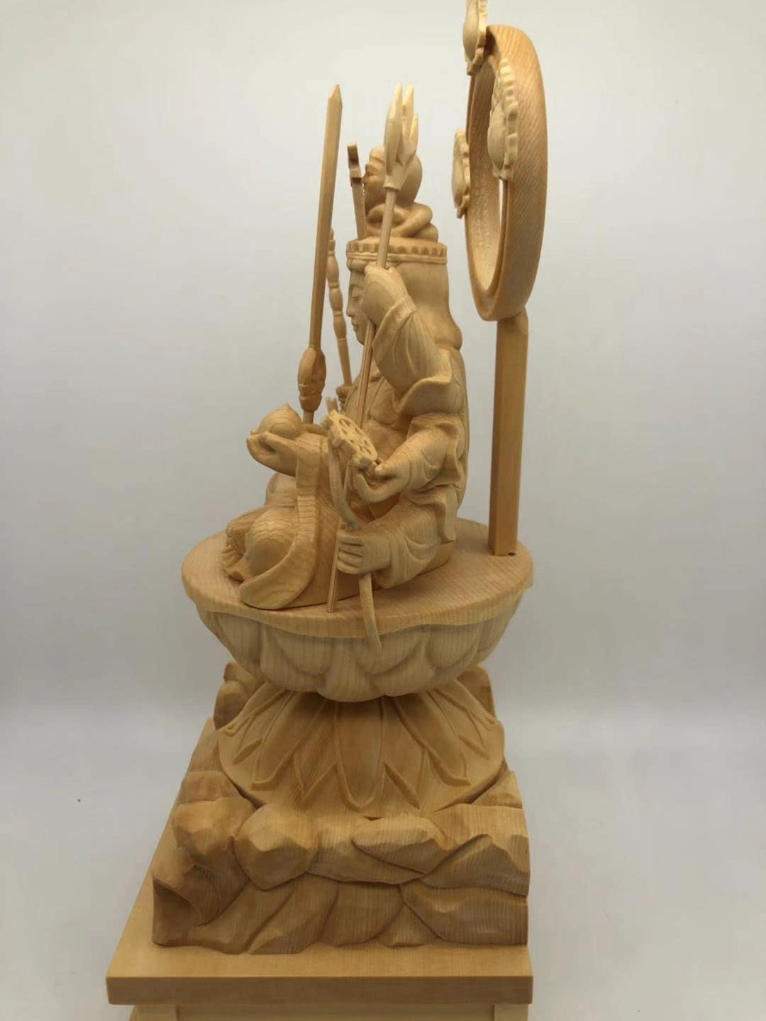 Amazon｜木彫り仏像 【弁財天（弁才天）】八臂 座像 高級木彫り （総高