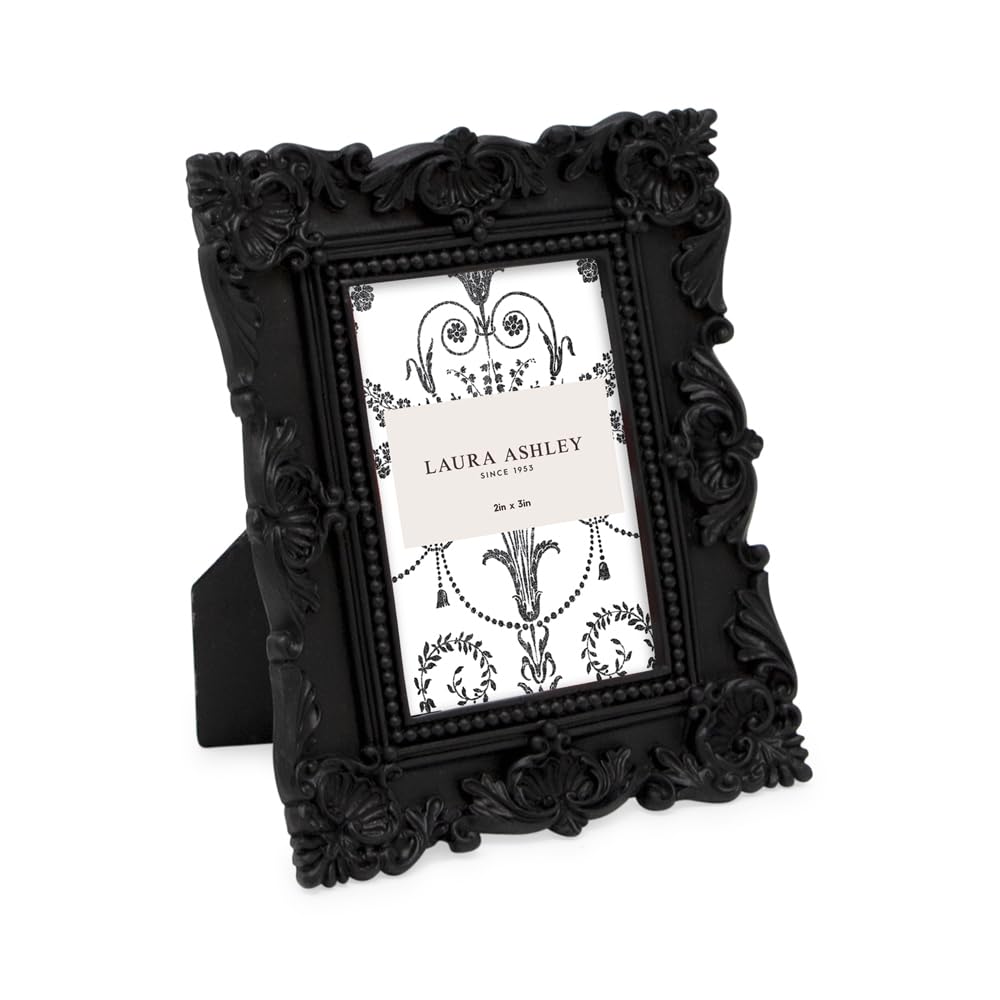 Amazon.com - Laura Ashley 2x3 Black Ornate Textured Hand-Crafted