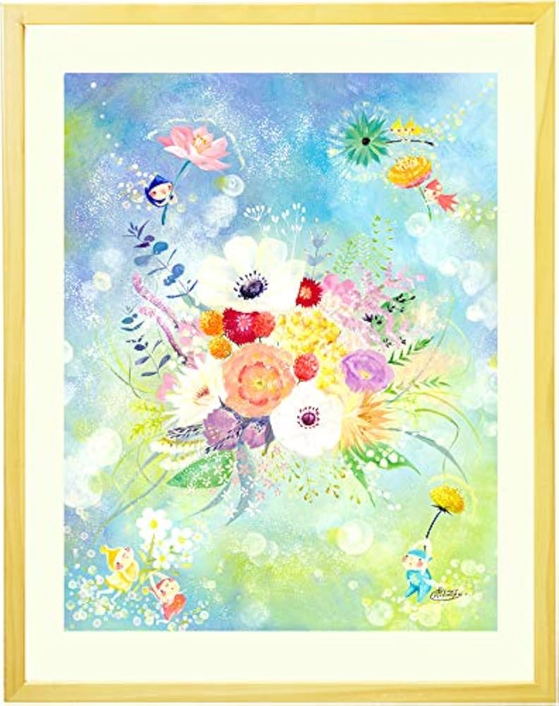 Amazon.co.jp: 絵画 ブーケの絵 たんぽぽ かすみ草 「エール」 花