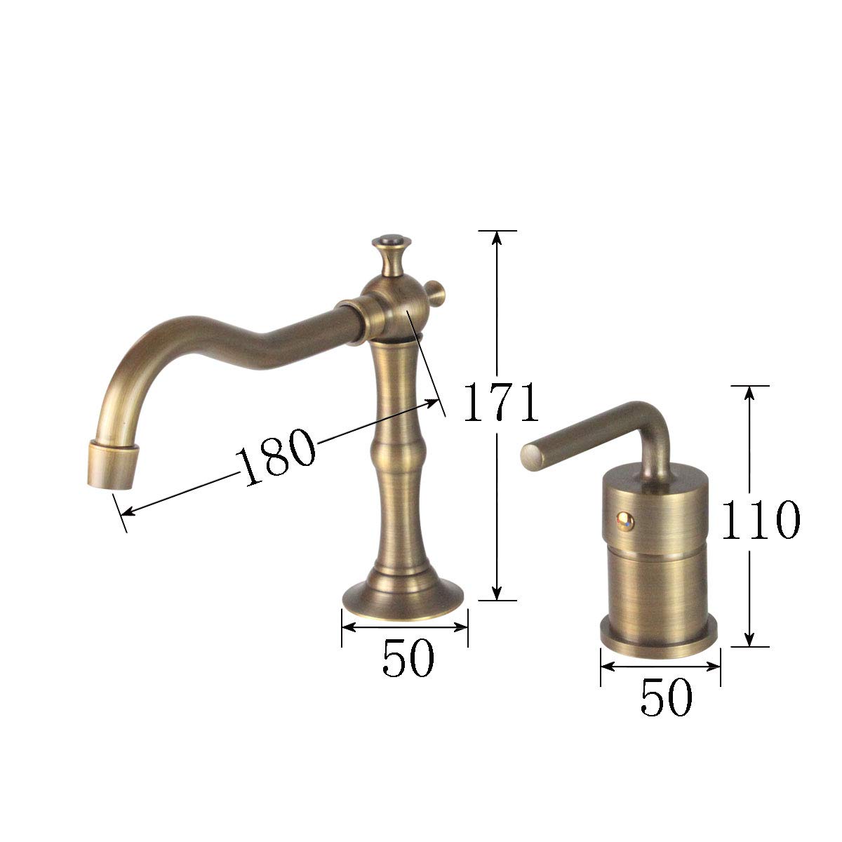 Amazon | UMANYI アンティーク 蛇口 シングルレバー 混合栓 洗面所