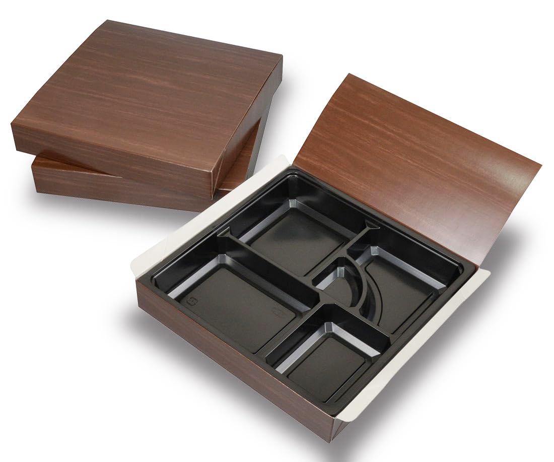 Amazon.co.jp: 【業務用使い捨て】紙箱弁当容器DW 80-80 黒中仕切付