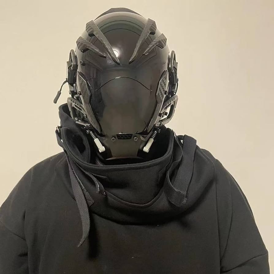 Amazon.co.jp: 黒いサイバーパンクマスク ロールプレイ用仮面 近未来的