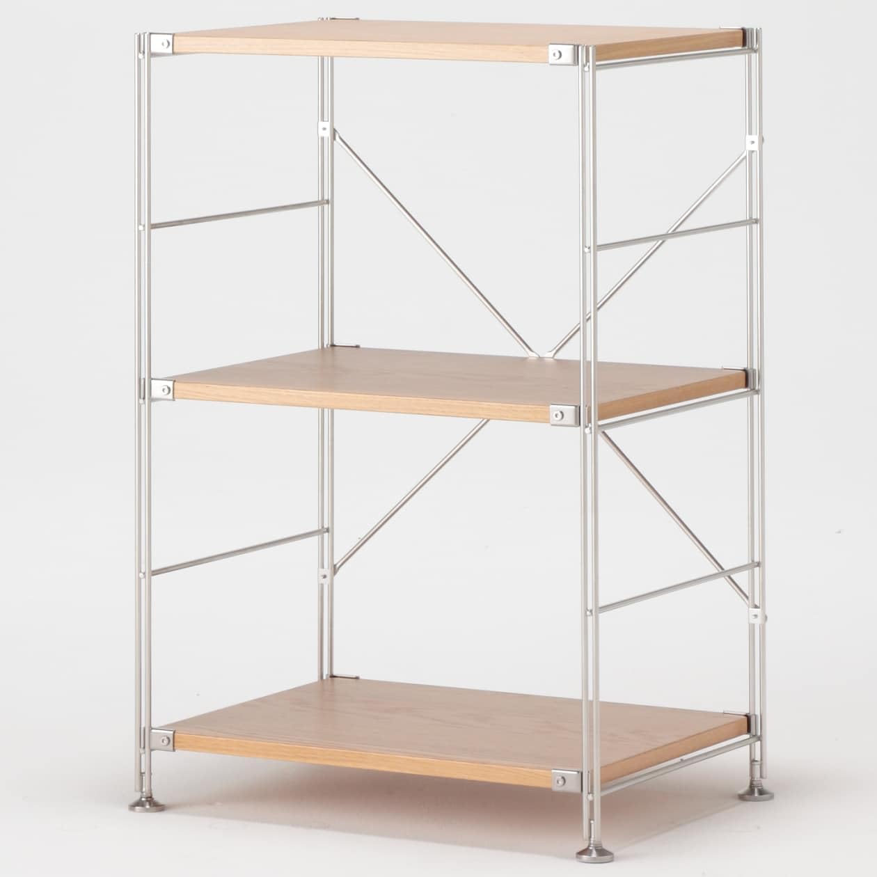 Amazon｜無印良品 ステンレスユニットシェルフ オーク材棚セット 小 幅