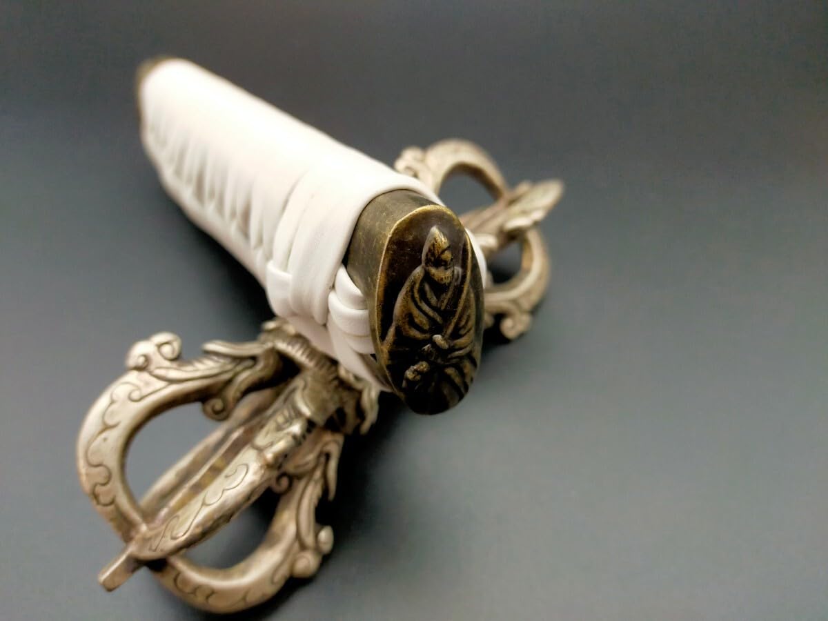 Amazon.co.jp: 日本刀柄 縁頭 目貫 目釘付 居合刀用 短刀柄 長約15CM