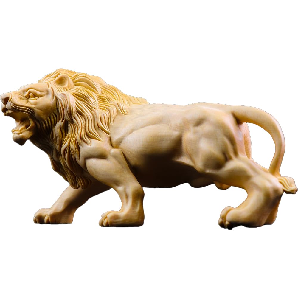Amazon.co.jp: EnergyPower ライオン 木彫り彫刻 檜天然木彫り出し
