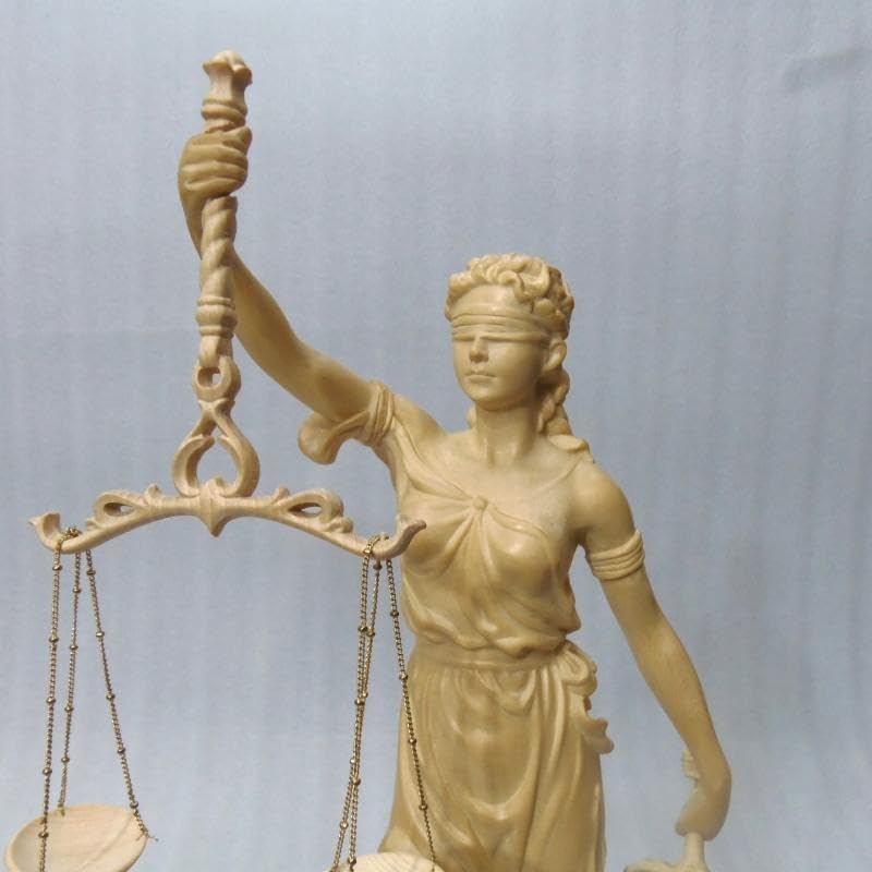 Amazon.co.jp: 上彫りヒバ材 正義の女神像ユースティティア置物 サイズ