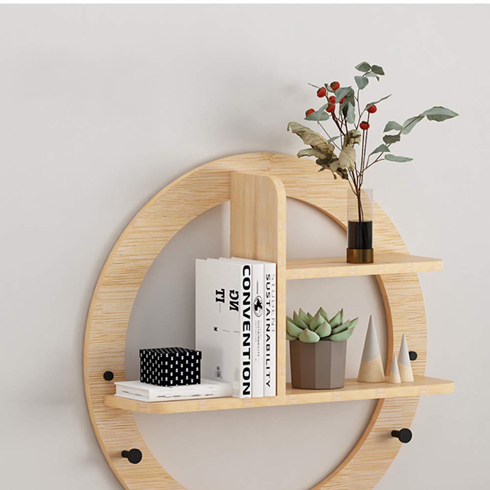 Amazon｜取り付けが簡単な頑丈な木製棚、壁に取り付けられた金属製円形