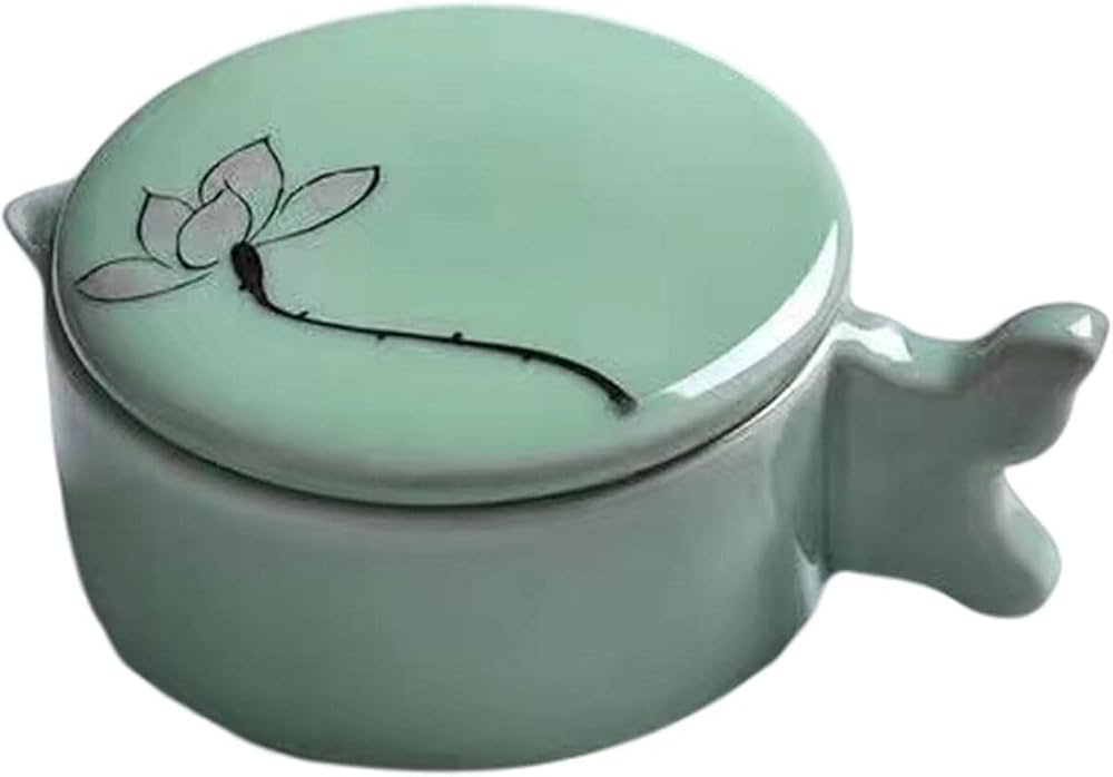 Amazon | GriMei 墨池 筆置き 硯 レトロ 硯石 青磁 円硯 書道用 筆架