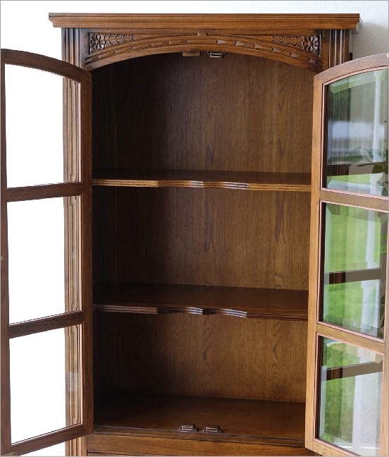 Amazon｜食器棚 カップボード キャビネット ガラス扉付き 収納 木製