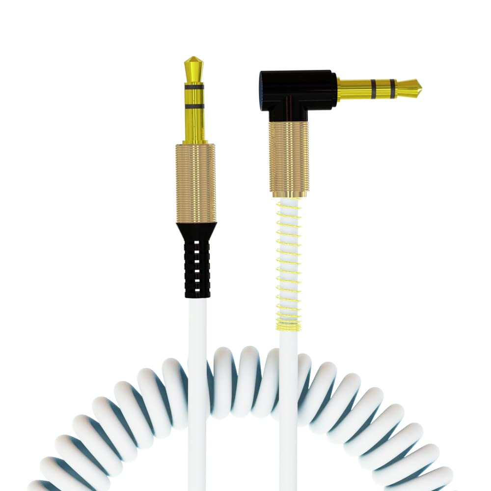 Amazon | AXYO オーディオケーブル 3.5mm AUXケーブル 片側 L型 カール