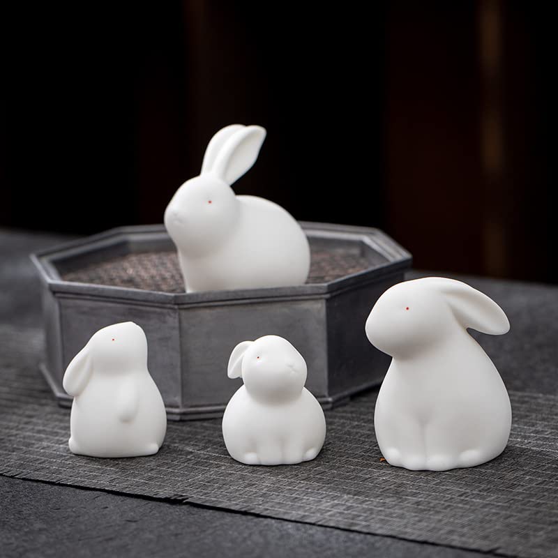 Amazon.co.jp: 白い陶製のウサギの置物、リビングの装飾 かわいい